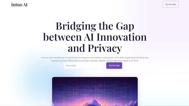 Screenshot of Intuo AI website