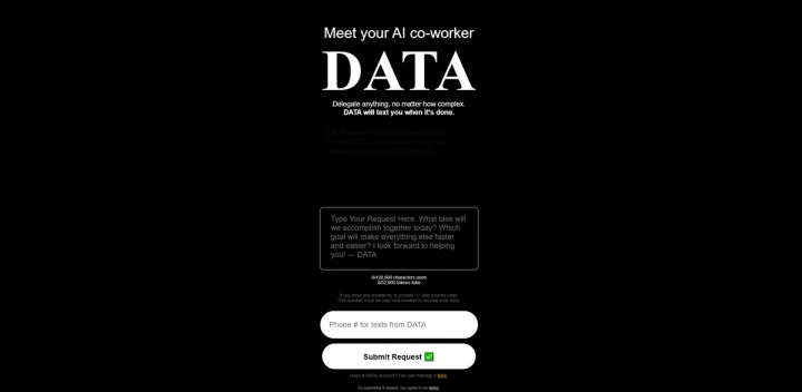 Screenshot of Hey Data website
