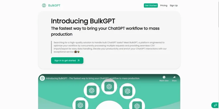 Screenshot of BulkGPT website