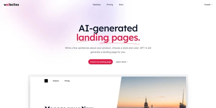 Screenshot of Waibsites website