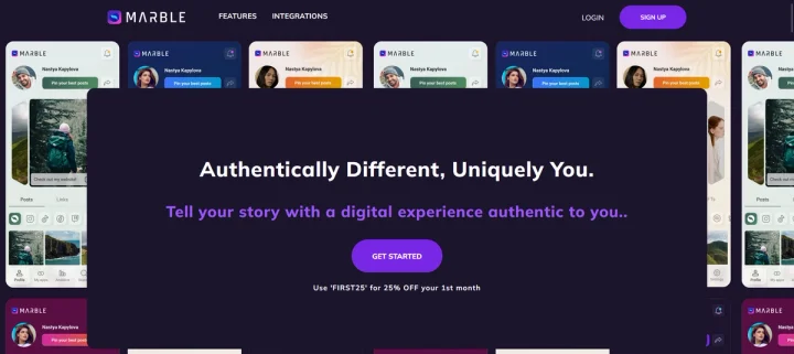 Screenshot of Marble website