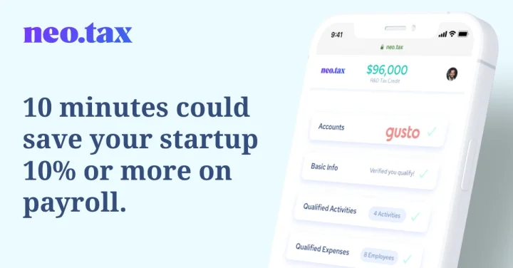Screenshot of neo.tax website