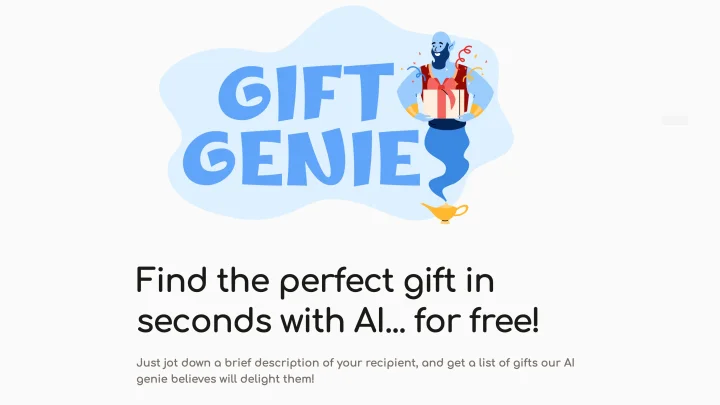 Screenshot of Gift Genie AI website