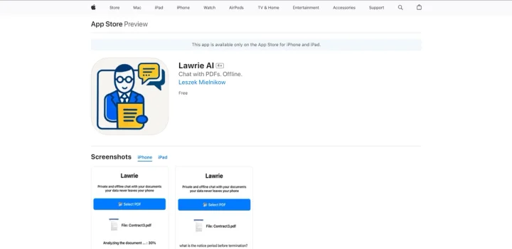 Screenshot of Lawrie AI website