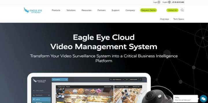 Screenshot of Eagle Eye Networks website