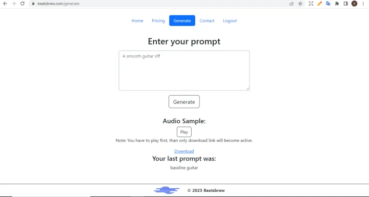 Screenshot of Beatsbrew website