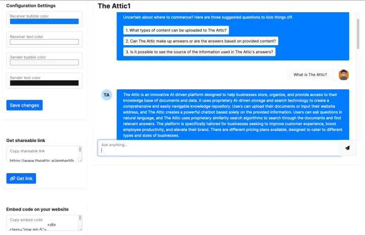 Screenshot of The Attic AI website