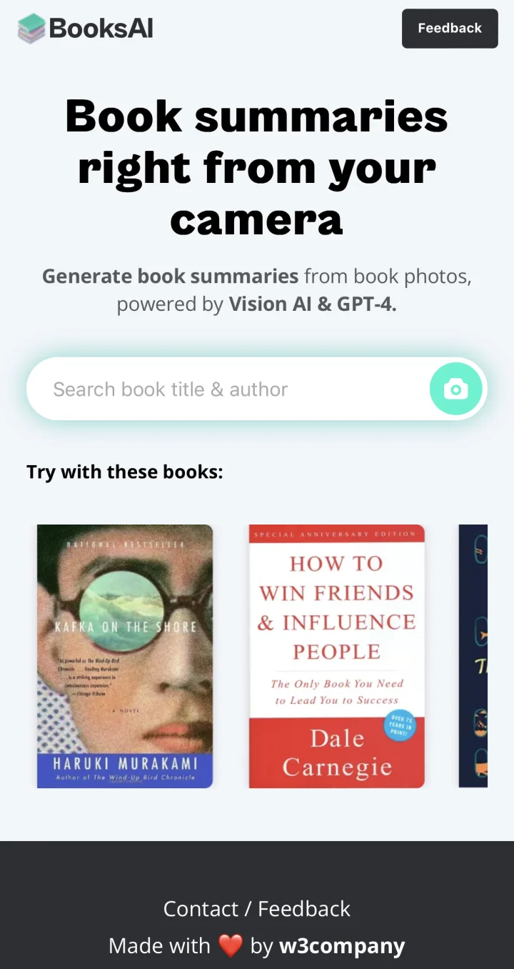 Screenshot of BooksAI website