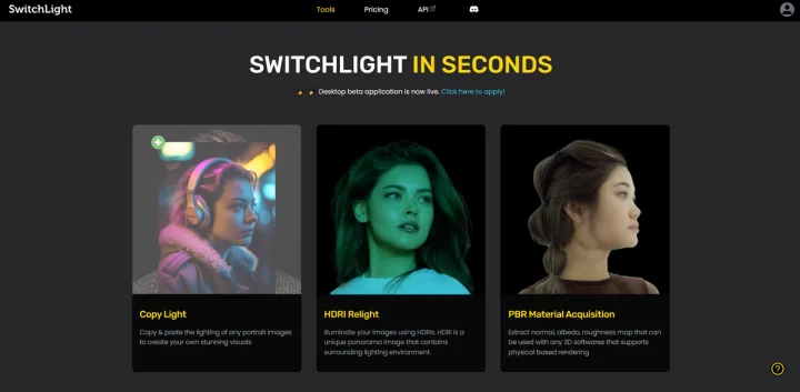 Screenshot of Switchlight website