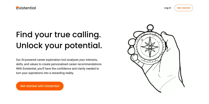 Screenshot of Existential website