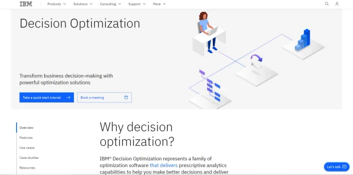 Screenshot of IBM Decision Optimization website