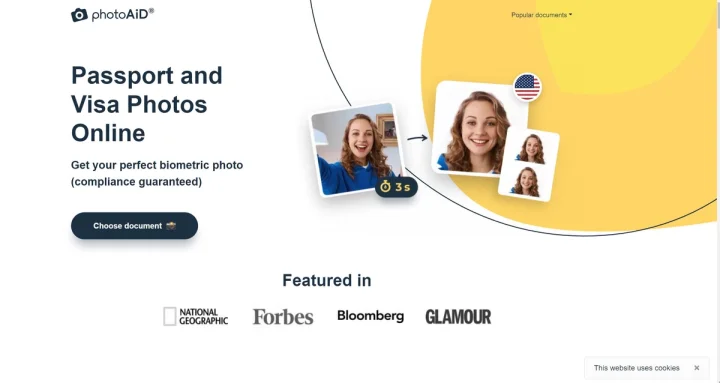 Screenshot of PhotoAiD website