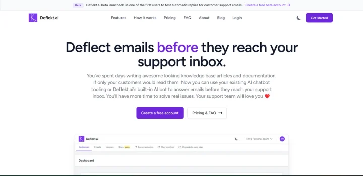Screenshot of Deflekt.ai website