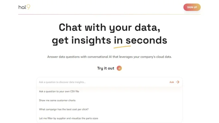 Screenshot of Hal9 website