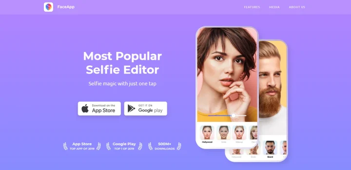 Screenshot of FaceApp website