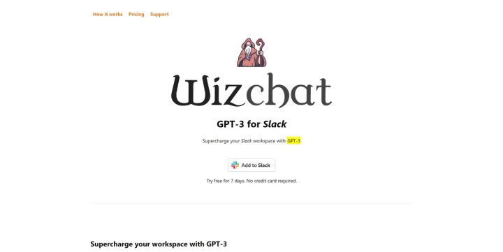 Screenshot of Wiz.chat website