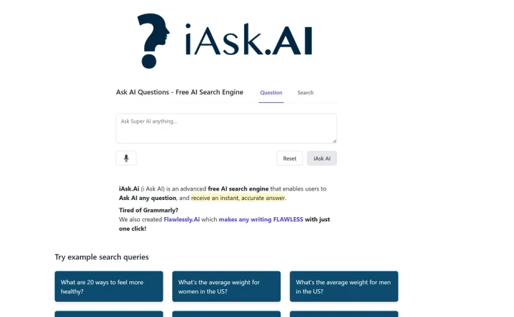 Screenshot of iAsk.AI website