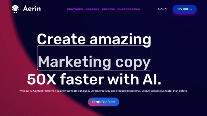 Screenshot of Aerin AI website