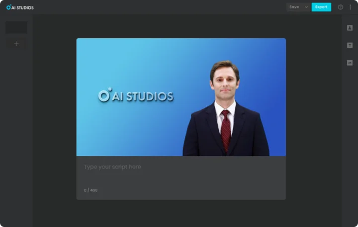 Screenshot of AI Studios website