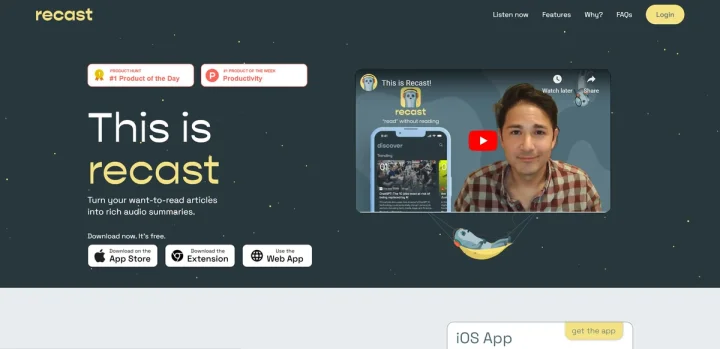 Screenshot of Recast website