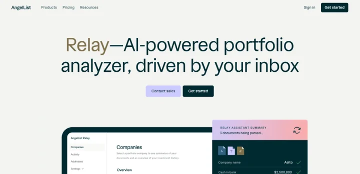 Screenshot of Relay website