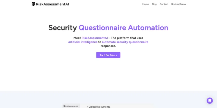 Screenshot of RiskAssessmentAI website
