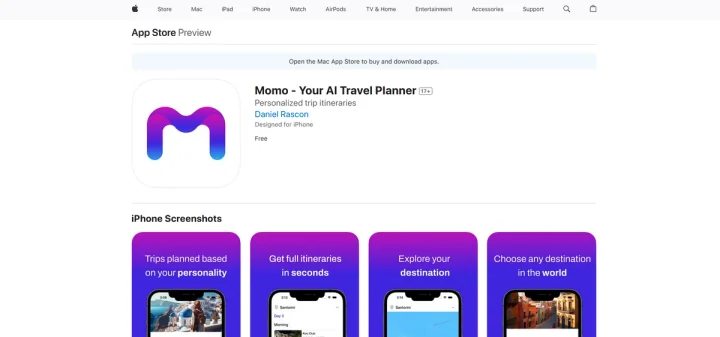 Screenshot of Momo AI website