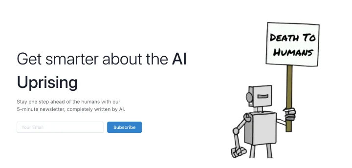 Screenshot of Death to Humans website