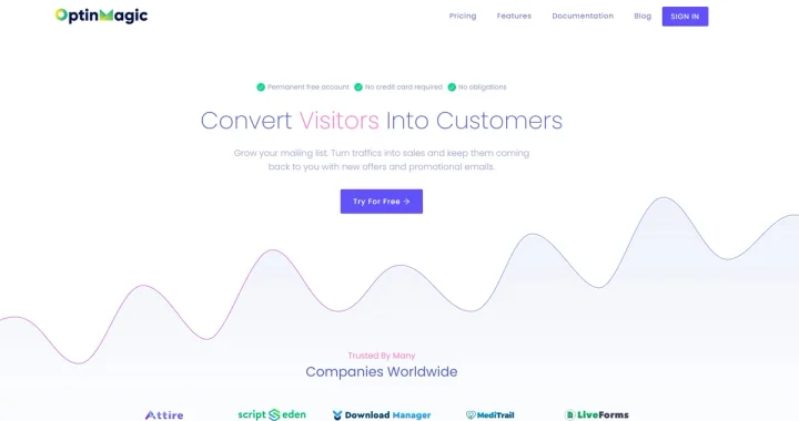 Screenshot of OptinMagic website