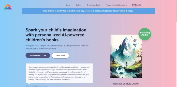 Screenshot of My Wonder Tales website