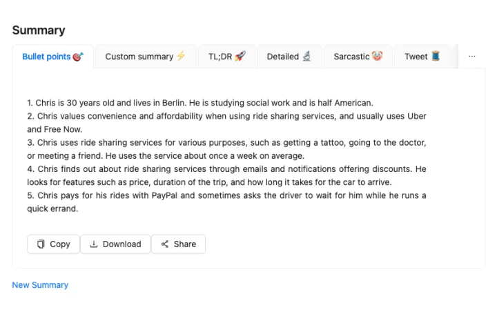 Screenshot of Any Summary website