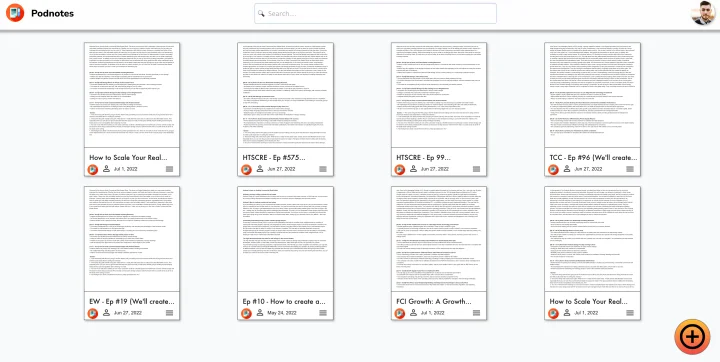 Screenshot of PodNotes.io website
