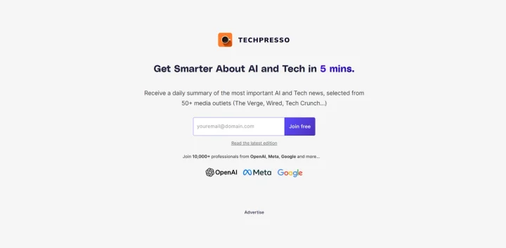 Screenshot of Techpresso website