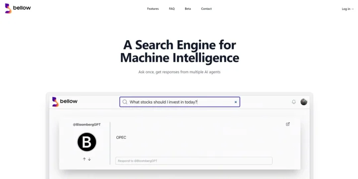 Screenshot of Bellow website