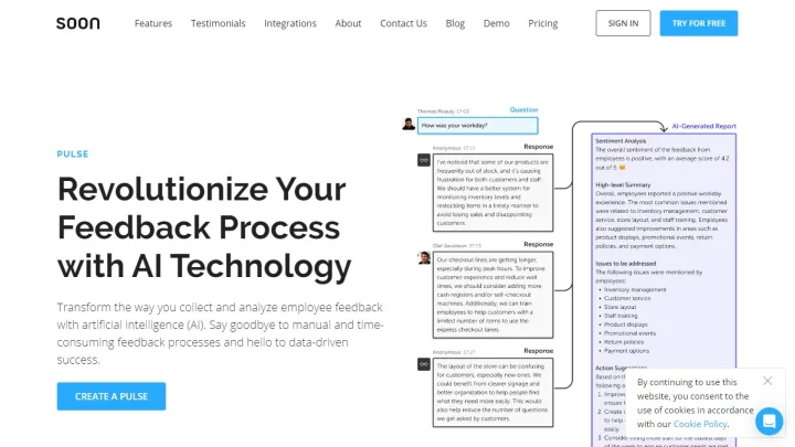 Screenshot of Soon Pulse website