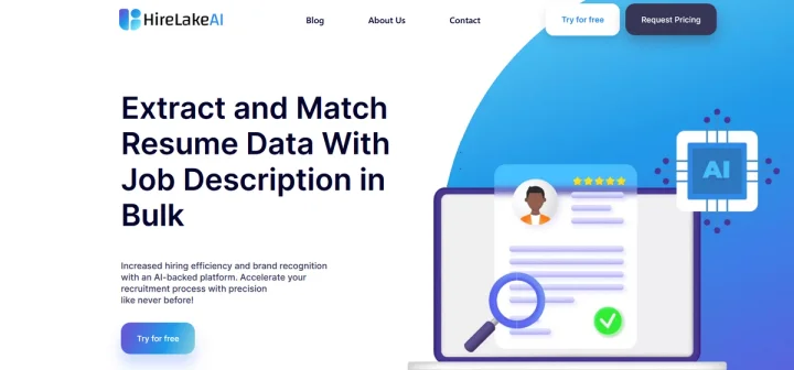 Screenshot of HireLakeAI website
