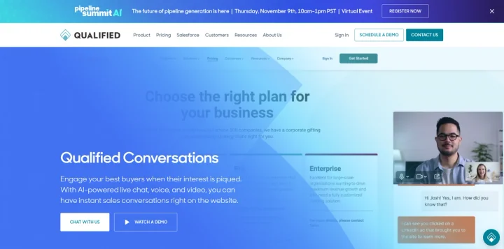 Screenshot of Qualified website