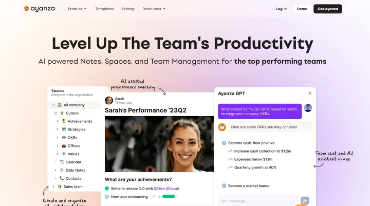 Screenshot of Ayanza website