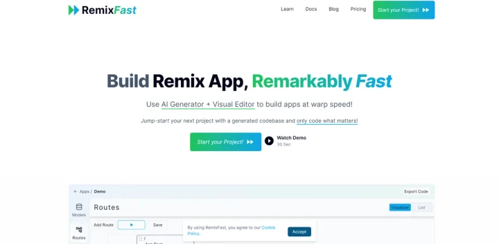 Screenshot of RemixFast website