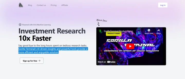 Screenshot of GorillaTerminal AI website