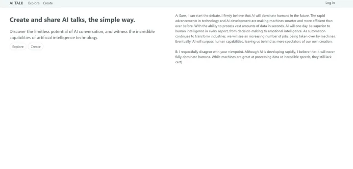 Screenshot of AI TALK website