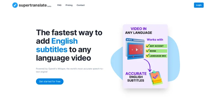 Screenshot of Supertranslate website