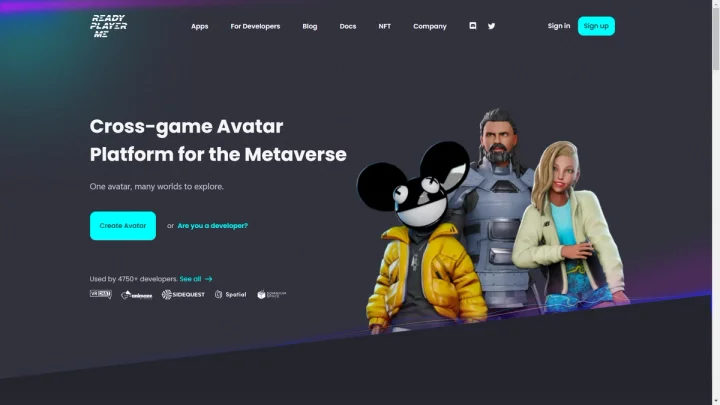 Screenshot of Ready Player Me website