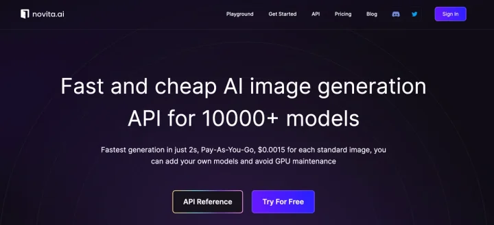 Screenshot of Novita.ai website