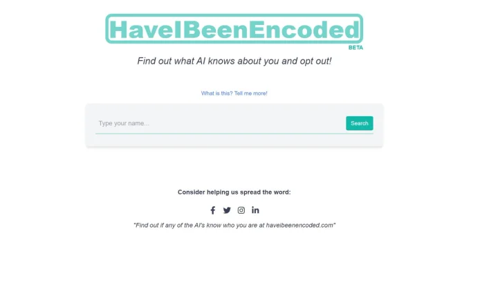 Screenshot of Have I Been Encoded website