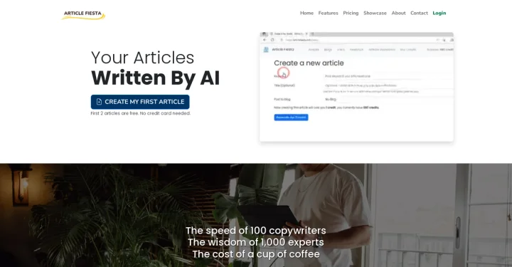Screenshot of Article Fiesta website