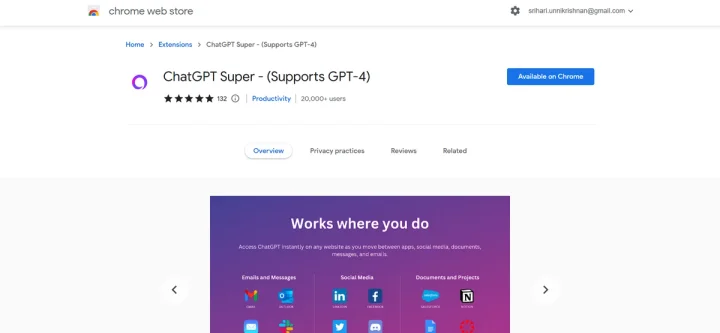 Screenshot of ChatGPT Super website