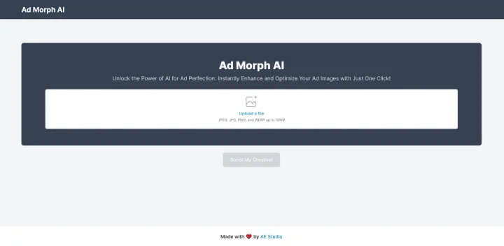 Screenshot of Ad Morph AI website