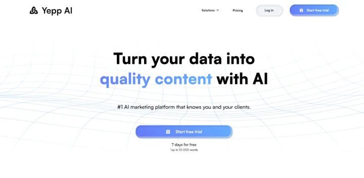 Screenshot of Yepp AI website