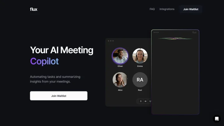 Screenshot of Flux website